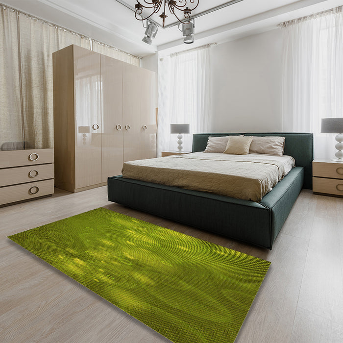 Patterned Pistachio Green Rug in a Bedroom, pat444yw