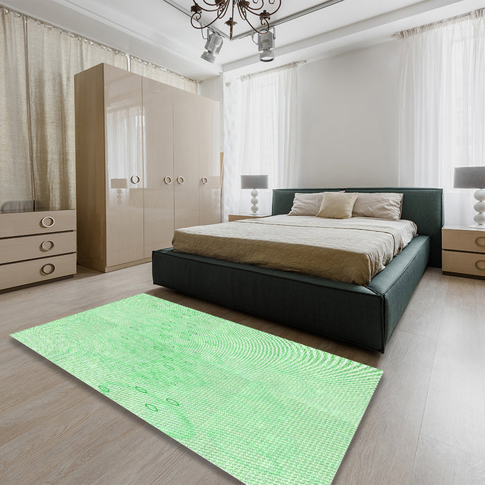 Patterned Mint Green Rug in a Bedroom, pat445grn