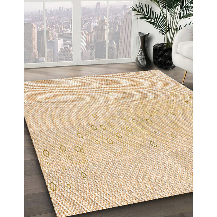 Machine Washable Transitional Yellow Orange Rug in a Family Room, wshpat445org