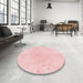 Round Patterned Light Coral Pink Rug in a Office, pat445rd