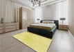 Patterned Golden Brown Yellow Rug in a Bedroom, pat445yw