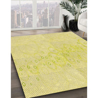 Patterned Golden Brown Yellow Rug, pat445yw