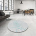 Round Machine Washable Transitional Dark Gray Rug in a Office, wshpat445