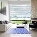 Square Patterned Blue Rug in a Living Room, pat446blu