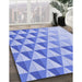 Patterned Blue Rug in Family Room, pat446blu