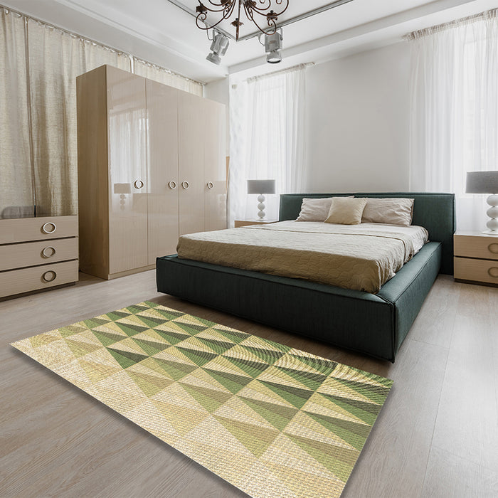 Patterned Brown Gold Rug in a Bedroom, pat446brn