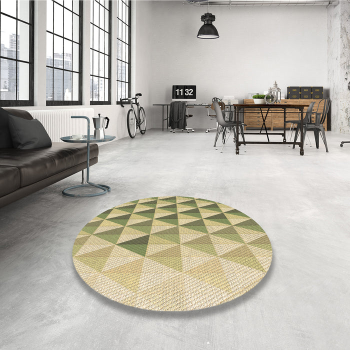 Round Patterned Brown Gold Rug in a Office, pat446brn