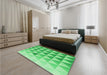 Patterned Green Rug in a Bedroom, pat446grn