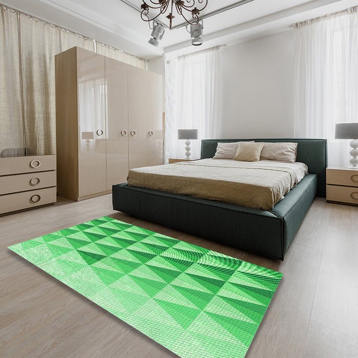 Patterned Green Rug in a Bedroom, pat446grn