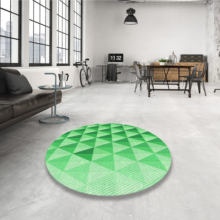Round Patterned Green Rug in a Office, pat446grn