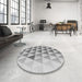 Round Patterned Platinum Gray Rug in a Office, pat446gry