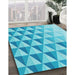 Machine Washable Transitional Deep Sky Blue Rug in a Family Room, wshpat446lblu