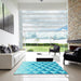 Square Patterned Deep Sky Blue Rug in a Living Room, pat446lblu