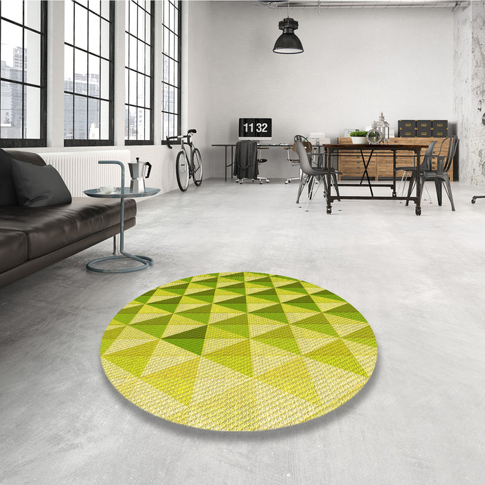 Round Patterned Pistachio Green Rug in a Office, pat446yw