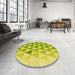 Round Patterned Pistachio Green Rug in a Office, pat446yw