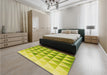 Patterned Pistachio Green Rug in a Bedroom, pat446yw