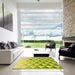 Square Patterned Pistachio Green Rug in a Living Room, pat446yw