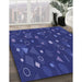 Patterned Denim Dark Blue Rug in Family Room, pat447blu