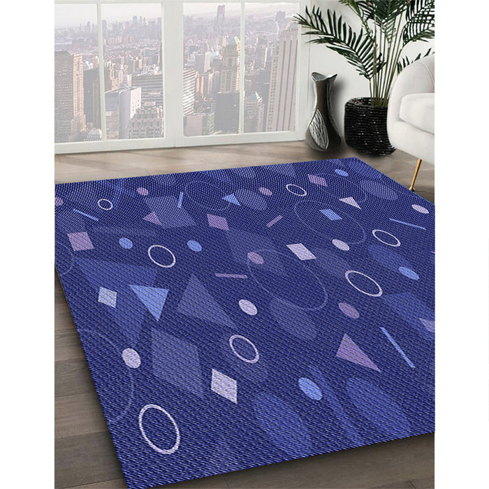 Machine Washable Transitional Denim Dark Blue Rug in a Family Room, wshpat447blu