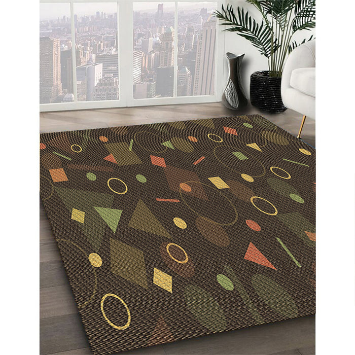 Machine Washable Transitional Oak Brown Rug in a Family Room, wshpat447brn