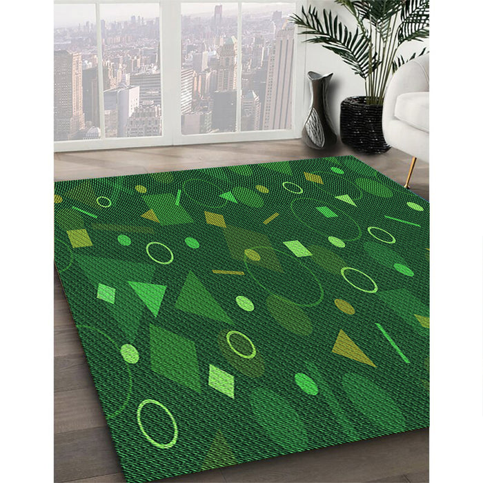 Machine Washable Transitional Deep Emerald Green Rug in a Family Room, wshpat447grn