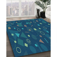 Patterned Bright Navy Blue Rug, pat447lblu