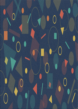 Patterned Blue Novelty Rug, pat447