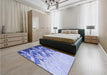 Patterned Blue Rug in a Bedroom, pat448blu