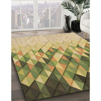 Patterned Chrome Gold Yellow Rug, pat448brn