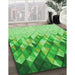 Machine Washable Transitional Emerald Green Rug in a Family Room, wshpat448grn