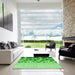 Square Patterned Emerald Green Rug in a Living Room, pat448grn