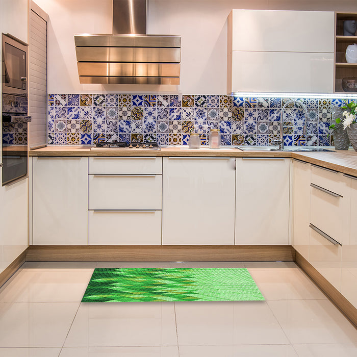 Patterned Emerald Green Rug in a Kitchen, pat448grn