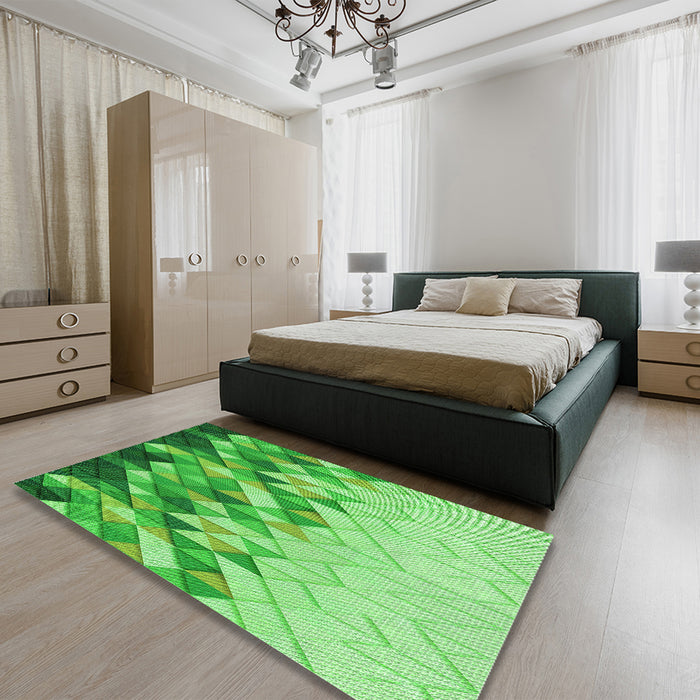 Round Machine Washable Transitional Emerald Green Rug in a Office, wshpat448grn