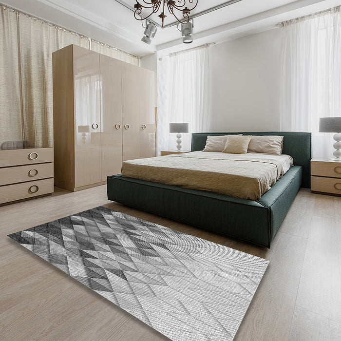 Round Machine Washable Transitional Ash Gray Rug in a Office, wshpat448gry