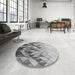 Round Patterned Ash Gray Rug in a Office, pat448gry