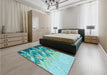 Patterned Light Sea Green Rug in a Bedroom, pat448lblu