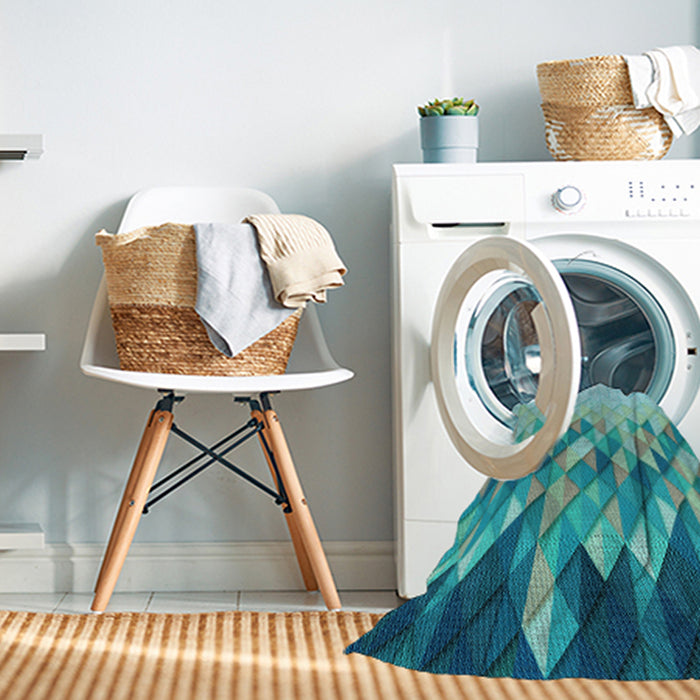 Machine Washable Transitional Light Sea Green Rug in a Washing Machine, wshpat448lblu