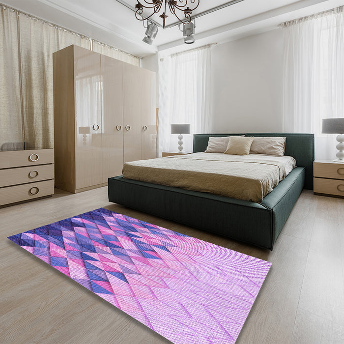 Patterned Purple Plum Purple Rug in a Bedroom, pat448pur