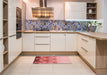 Patterned Pastel Pink Rug in a Kitchen, pat448rd