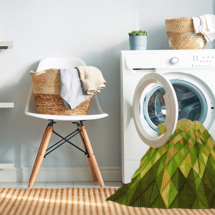 Machine Washable Transitional Dark Yellow Green Rug in a Washing Machine, wshpat448yw