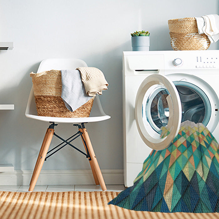 Machine Washable Transitional Hazel Green Rug in a Washing Machine, wshpat448