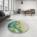 Round Patterned Hazel Green Novelty Rug in a Office, pat448