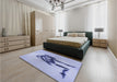 Patterned Blue Rug in a Bedroom, pat449blu