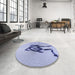 Round Patterned Blue Rug in a Office, pat449blu