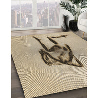 Patterned Khaki Gold Rug, pat449brn