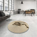 Round Patterned Khaki Gold Rug in a Office, pat449brn