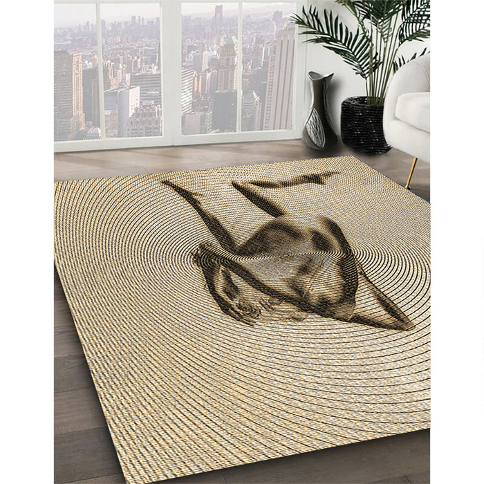Machine Washable Transitional Khaki Gold Rug in a Family Room, wshpat449brn