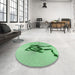 Round Patterned Green Rug in a Office, pat449grn