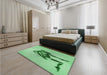 Patterned Green Rug in a Bedroom, pat449grn