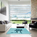 Square Patterned Blue Ivy Blue Rug in a Living Room, pat449lblu